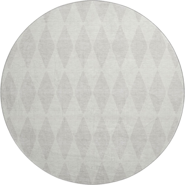 HomeRoots 8' Ivory and Beige Diamond Washable Round Rug – Stylish, Durable, UV-Protected for Everyday Use 650137