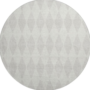 HomeRoots 8' Ivory and Beige Diamond Washable Round Rug – Stylish, Durable, UV-Protected for Everyday Use 650137