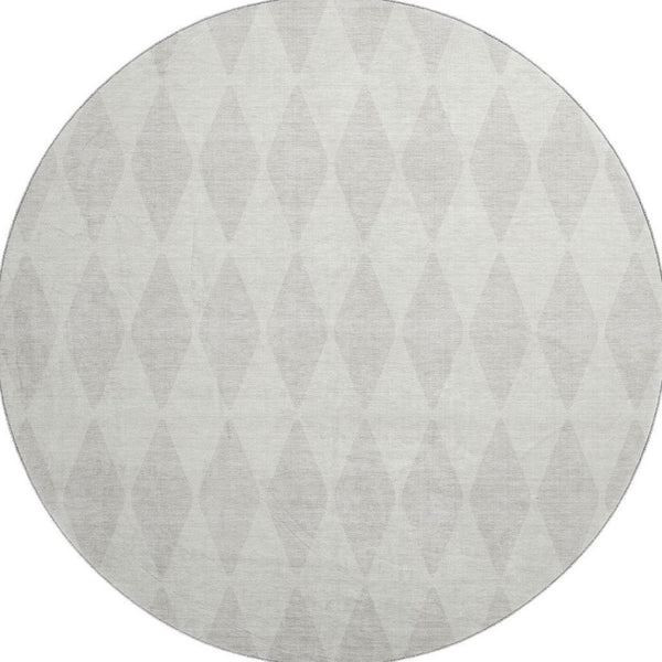 HomeRoots 8' Ivory and Beige Diamond Washable Round Rug – Stylish, Durable, UV-Protected for Everyday Use 650137