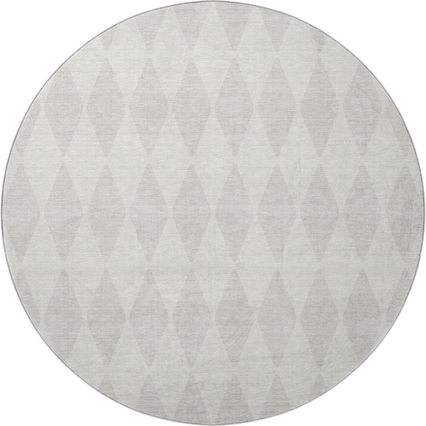 HomeRoots 8' Ivory and Beige Diamond Washable Round Rug – Stylish, Durable, UV-Protected for Everyday Use 650137