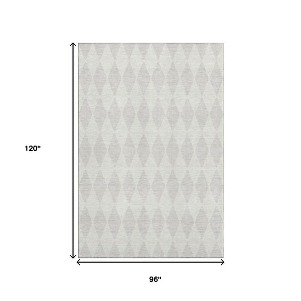 HomeRoots 8' X 10' Stylish Ivory & Beige Diamond Washable Area Rug with UV Protection for Homes & Pets 650138