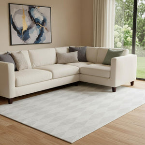 HomeRoots 8' X 10' Stylish Ivory & Beige Diamond Washable Area Rug with UV Protection for Homes & Pets 650138