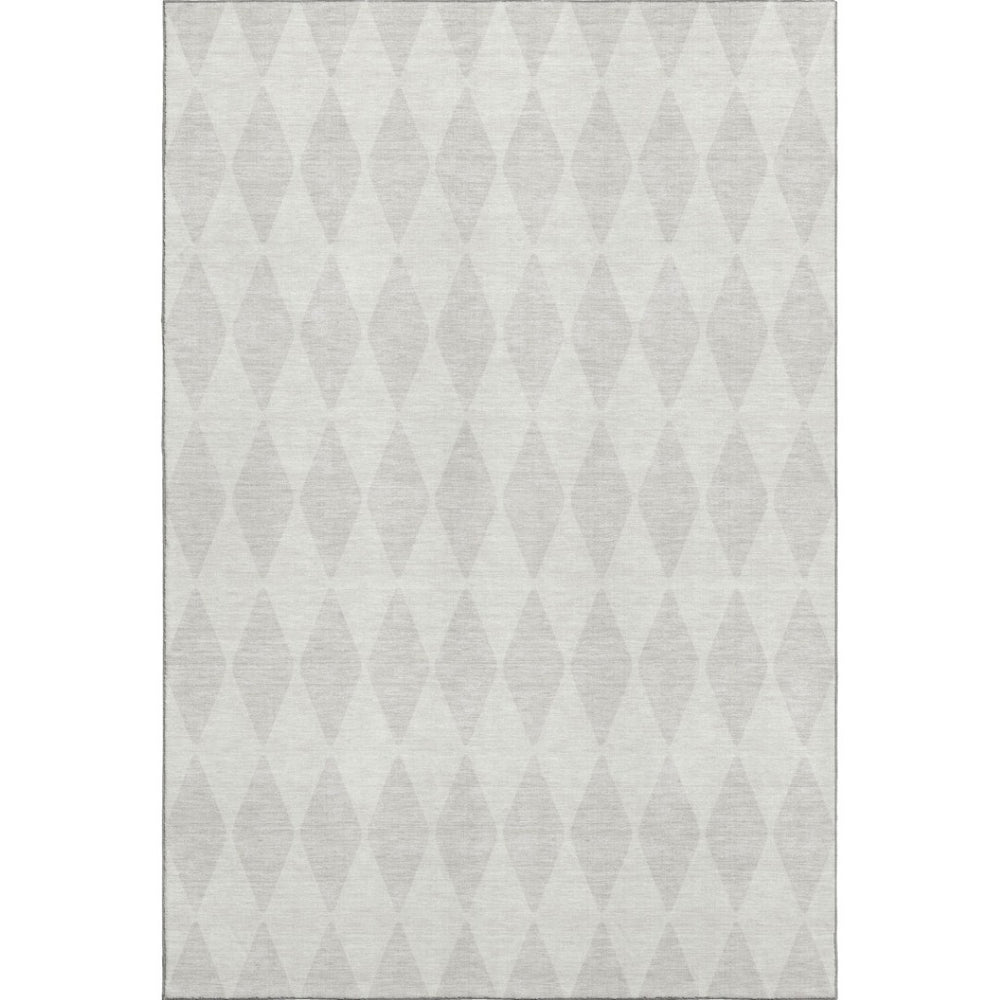 HomeRoots 8' X 10' Stylish Ivory & Beige Diamond Washable Area Rug with UV Protection for Homes & Pets 650138