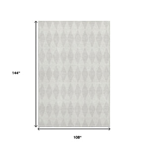 HomeRoots 9' x 12' Ivory and Beige Diamond Area Rug – Washable, UV Protected, Stylish for Active Lifestyles 650139