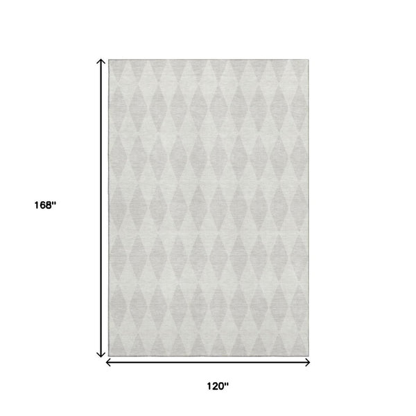 HomeRoots 10' X 14' Ivory and Beige Diamond Area Rug - Washable, UV-Protected, Durable & Stylish for High-Traffic Areas 650140
