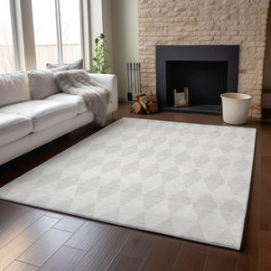 HomeRoots 10' X 14' Ivory and Beige Diamond Area Rug - Washable, UV-Protected, Durable & Stylish for High-Traffic Areas 650140