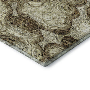 HomeRoots 8' X 10' Beige and Brown Abstract Area Rug - Machine-Washable, UV-Protected, Stylish & Durable Home Decor 650144