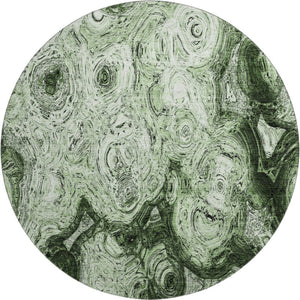 HomeRoots 8' Green and Charcoal Abstract Round Rug - Washable, UV-Protected, Stain-Resistant for Modern Homes 650149