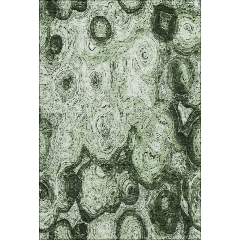 HomeRoots 9' X 12' Green and Charcoal Abstract Area Rug - Stain Resistant, UV Protected for Modern Spaces 650151