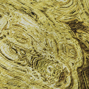 HomeRoots 9' X 12' Gold and Chocolate Abstract Area Rug - Durable, Stain-Resistant, UV Protected Style for Homes 650157