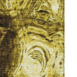 HomeRoots 10' Gold and Chocolate Abstract Washable Area Rug - UV Protected, Stain Resistant for Busy Homes 650158