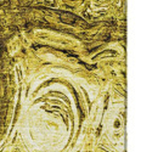 HomeRoots 10' Gold and Chocolate Abstract Washable Area Rug - UV Protected, Stain Resistant for Busy Homes 650158