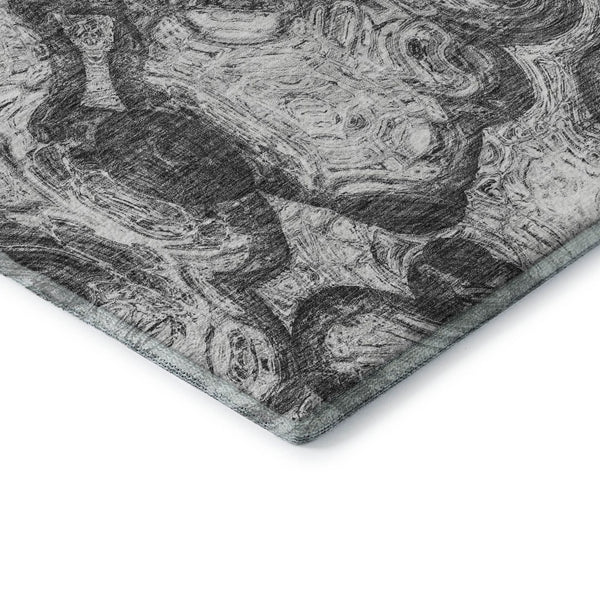 HomeRoots 5' X 8' Gray and Silver Abstract Washable Area Rug - UV Protected, Stain Resistant for Busy Homes 650160