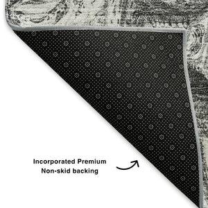 HomeRoots 8' X 10' Contemporary Gray and Silver Abstract Area Rug - Washable, UV Protected, Ideal for High-Traffic Areas 650162