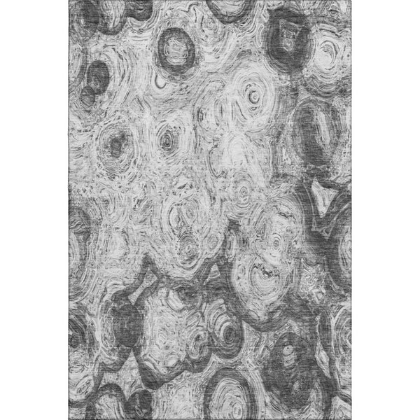 HomeRoots 9' X 12' Gray and Silver Abstract Area Rug - Washable, UV Protected, Stain Resistant for Modern Homes 650163
