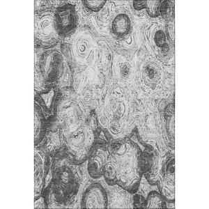 HomeRoots 10' Gray and Silver Abstract Area Rug - Washable, UV-Protected, Modern Design for High-Traffic Spaces 650164