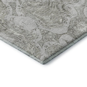 HomeRoots 8' Ivory And Gray Abstract Washable Round Rug - Stylish, Durable, UV-Protected for Any Space! 650167