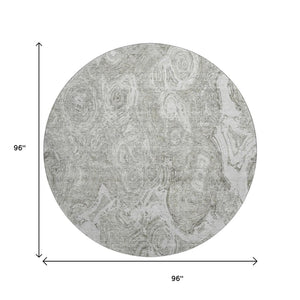 HomeRoots 8' Ivory And Gray Abstract Washable Round Rug - Stylish, Durable, UV-Protected for Any Space! 650167