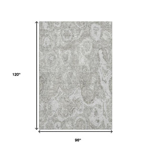 HomeRoots 8' X 10' Stylish Ivory & Gray Abstract Washable Area Rug - Durable, UV-Protected, Easy-Care Design 650168