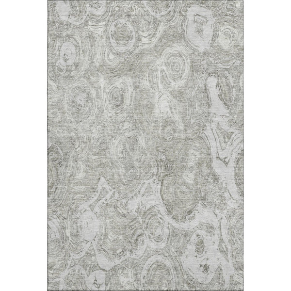 HomeRoots 8' X 10' Stylish Ivory & Gray Abstract Washable Area Rug - Durable, UV-Protected, Easy-Care Design 650168