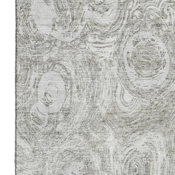 HomeRoots 8' X 10' Stylish Ivory & Gray Abstract Washable Area Rug - Durable, UV-Protected, Easy-Care Design 650168