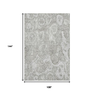 HomeRoots 9' X 12' Ivory and Gray Abstract Area Rug - Washable, Durable, Pet-Friendly, with UV Protection! 650169