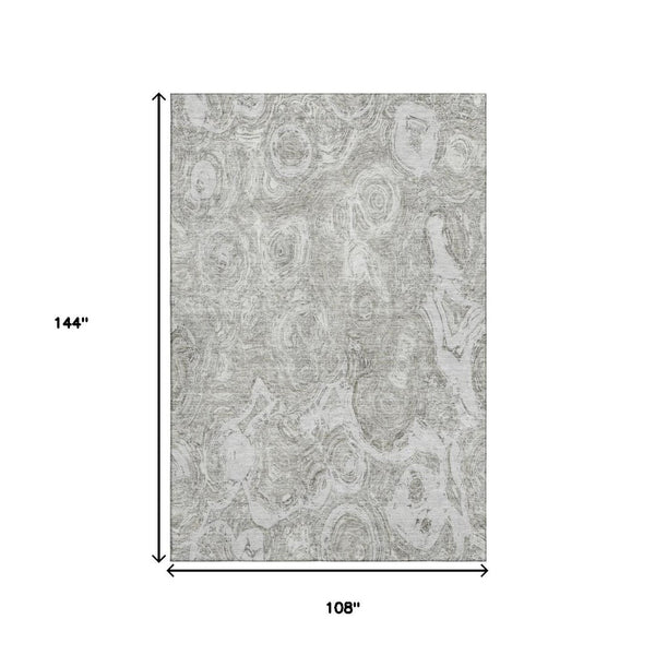 HomeRoots 9' X 12' Ivory and Gray Abstract Area Rug - Washable, Durable, Pet-Friendly, with UV Protection! 650169