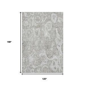 HomeRoots 10' X 14' Ivory & Gray Abstract Washable Area Rug - UV Resistant, Stylish, and Easy to Maintain! 650170