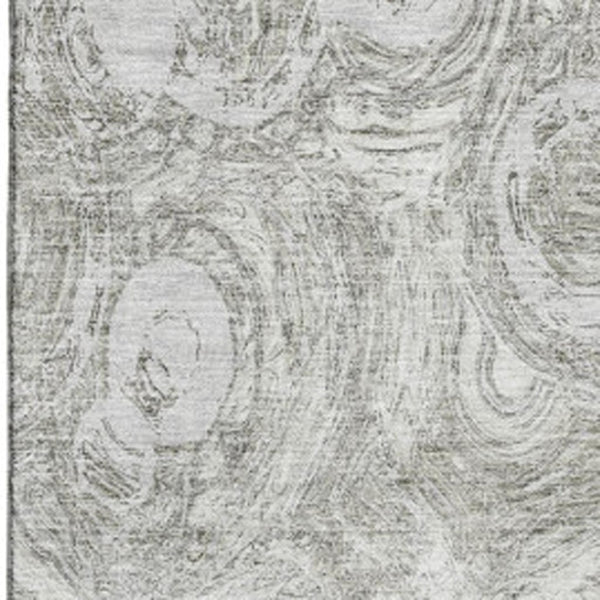 HomeRoots 10' X 14' Ivory & Gray Abstract Washable Area Rug - UV Resistant, Stylish, and Easy to Maintain! 650170
