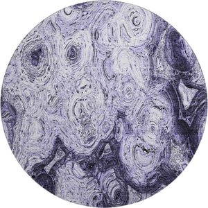 HomeRoots 8' Purple and Ivory Abstract Washable Round Rug - Durable, UV-Protected, Perfect for Any Space! 650173