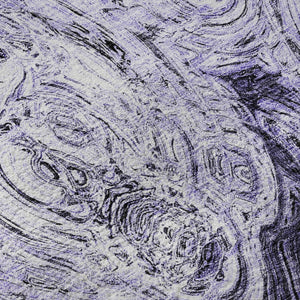 HomeRoots 8' Purple and Ivory Abstract Washable Round Rug - Durable, UV-Protected, Perfect for Any Space! 650173