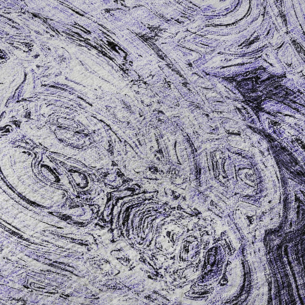 HomeRoots 8' Purple and Ivory Abstract Washable Round Rug - Durable, UV-Protected, Perfect for Any Space! 650173