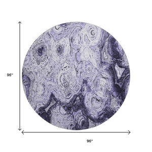 HomeRoots 8' Purple and Ivory Abstract Washable Round Rug - Durable, UV-Protected, Perfect for Any Space! 650173