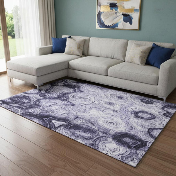 HomeRoots 9' X 12' Stylish Purple and Ivory Abstract Area Rug - Washable, Stain-Resistant, UV Protected Beauty! 650175