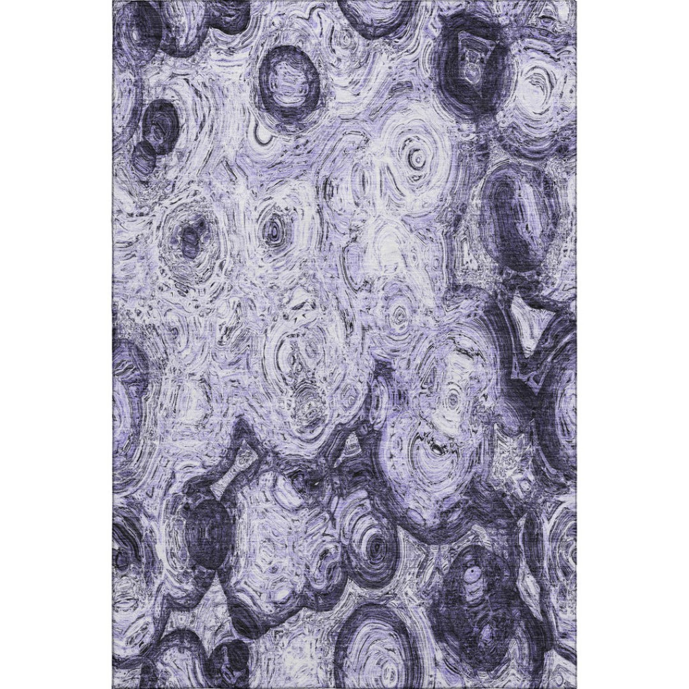 HomeRoots 10' X 14' Purple and Ivory Abstract Washable Area Rug – Stylish, Durable, UV Resistant for Homes 650176