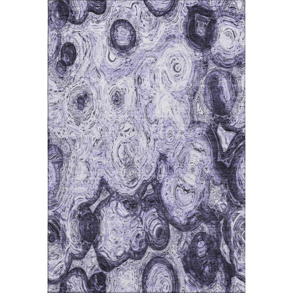 HomeRoots 10' X 14' Purple and Ivory Abstract Washable Area Rug – Stylish, Durable, UV Resistant for Homes 650176