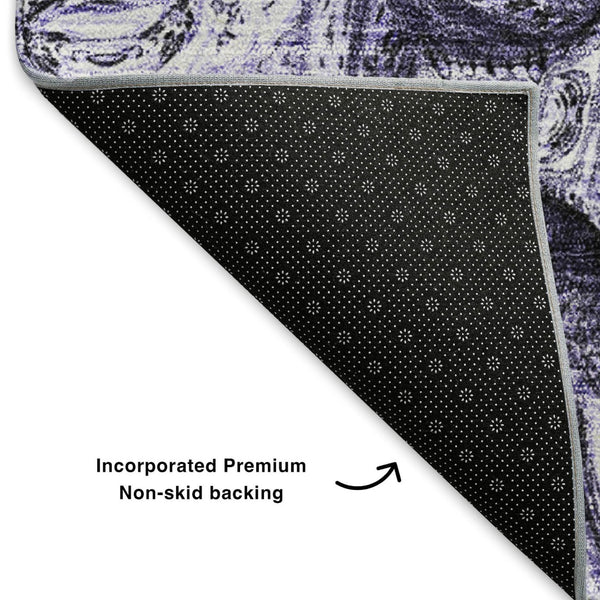 HomeRoots 10' X 14' Purple and Ivory Abstract Washable Area Rug – Stylish, Durable, UV Resistant for Homes 650176