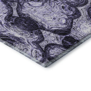 HomeRoots 10' X 14' Purple and Ivory Abstract Washable Area Rug – Stylish, Durable, UV Resistant for Homes 650176