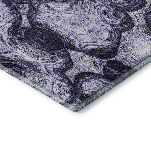 HomeRoots 10' X 14' Purple and Ivory Abstract Washable Area Rug – Stylish, Durable, UV Resistant for Homes 650176