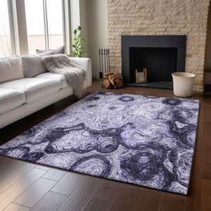 HomeRoots 10' X 14' Purple and Ivory Abstract Washable Area Rug – Stylish, Durable, UV Resistant for Homes 650176