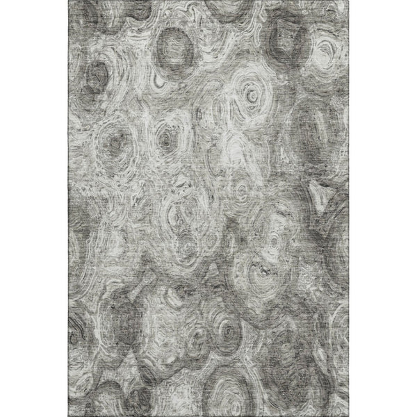 HomeRoots 5' X 8' Silver and Gray Abstract Area Rug - Washable, UV Protected, Stain-Resistant for Stylish Homes 650178