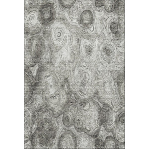 HomeRoots 9' X 12' Silver and Gray Abstract Area Rug - Washable, UV-Protected, Perfect for Modern Spaces! 650181
