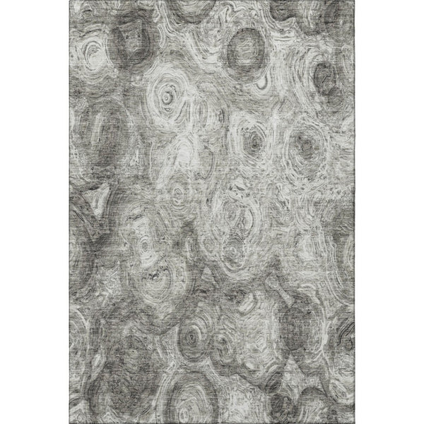 HomeRoots 9' X 12' Silver and Gray Abstract Area Rug - Washable, UV-Protected, Perfect for Modern Spaces! 650181