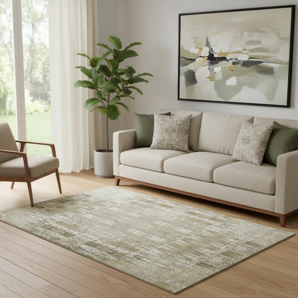 HomeRoots 5' X 8' Beige and Tan Moroccan Area Rug - Washable, Stain Resistant, UV Protected for Elegant Spaces 650184