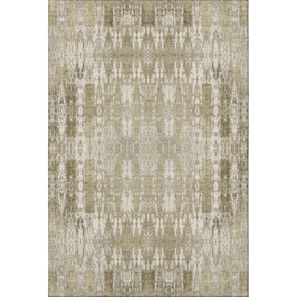 HomeRoots 5' X 8' Beige and Tan Moroccan Area Rug - Washable, Stain Resistant, UV Protected for Elegant Spaces 650184