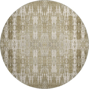 HomeRoots 8' Beige and Tan Moroccan Washable Round Rug - Durable, UV-Protected, Stain-Resistant Elegance for Homes 650185