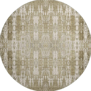 HomeRoots 8' Beige and Tan Moroccan Washable Round Rug - Durable, UV-Protected, Stain-Resistant Elegance for Homes 650185