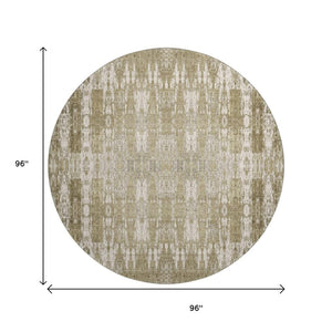 HomeRoots 8' Beige and Tan Moroccan Washable Round Rug - Durable, UV-Protected, Stain-Resistant Elegance for Homes 650185