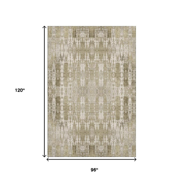 HomeRoots 8' X 10' Moroccan Washable Area Rug – UV Protected, Durable, Stylish Beige & Tan Design for Any Space 650186