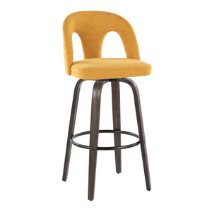 English Elm Fixed-height Swivel Barstools Bentwood Walnut Legs Round Footrest Kitchen Island Set B202S01876